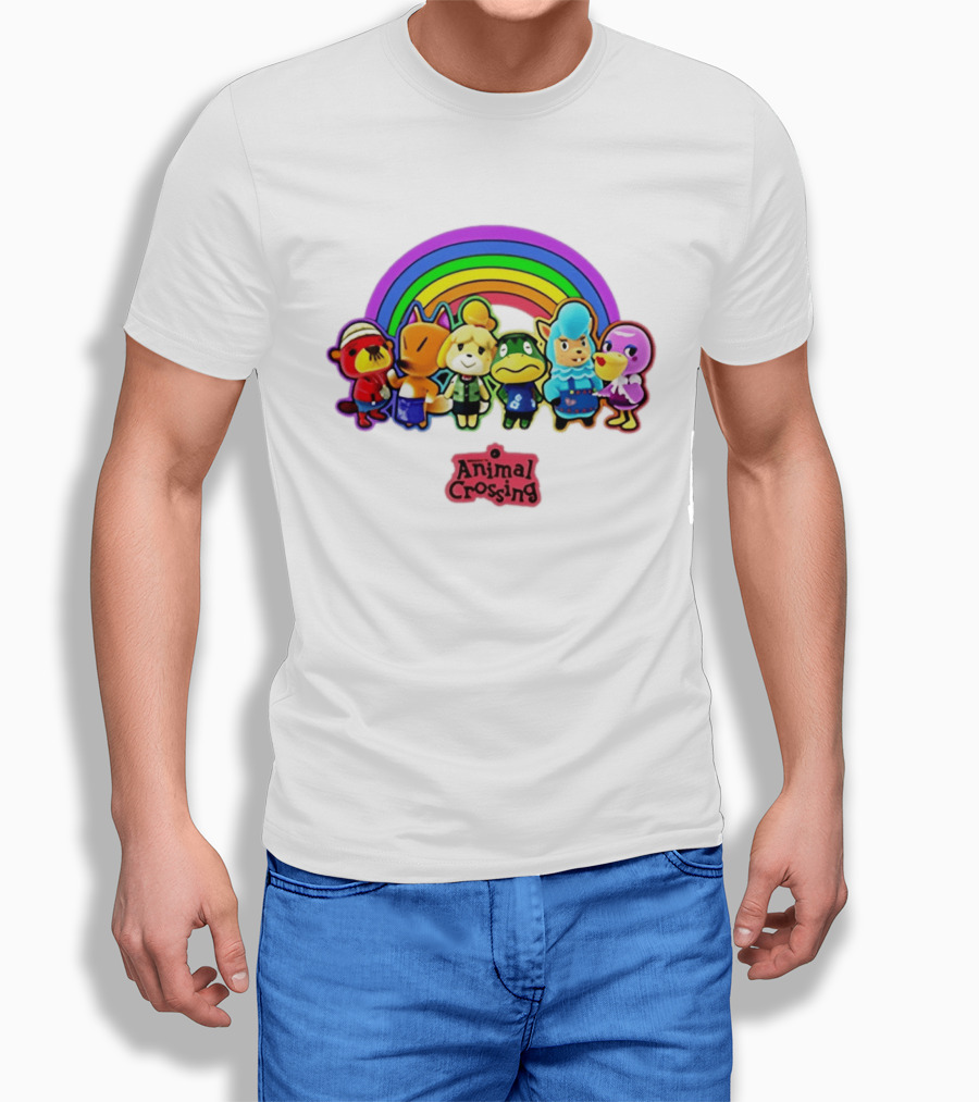 Animal Crossing Rainbow Characters Under Arc T-Shirt