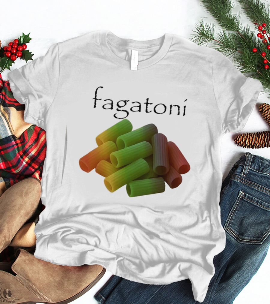 Fagatoni Gay Pasta LGBTQ Pride Multicolor Rigatoni T-Shirt