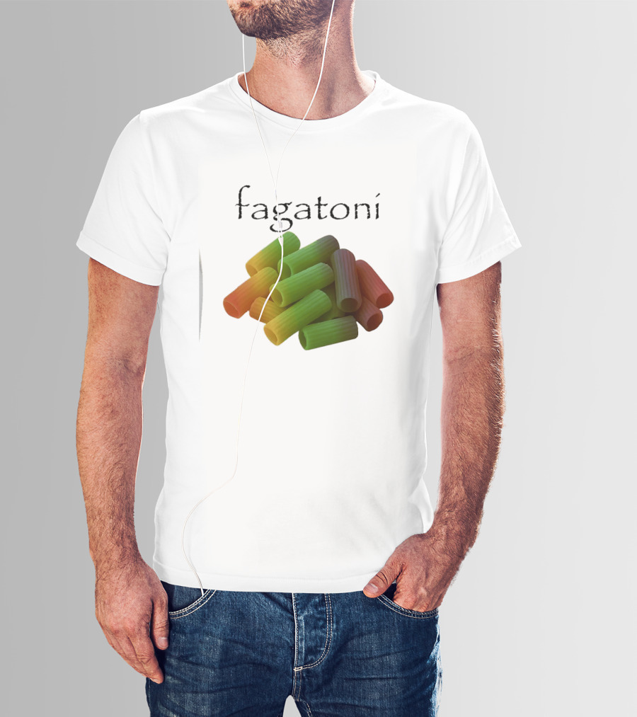 Fagatoni Gay Pasta LGBTQ Pride Multicolor Rigatoni T-Shirt