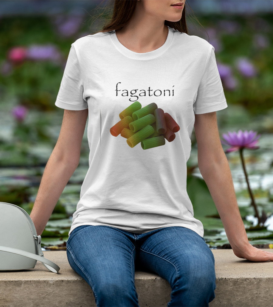 Fagatoni Gay Pasta LGBTQ Pride Multicolor Rigatoni T-Shirt
