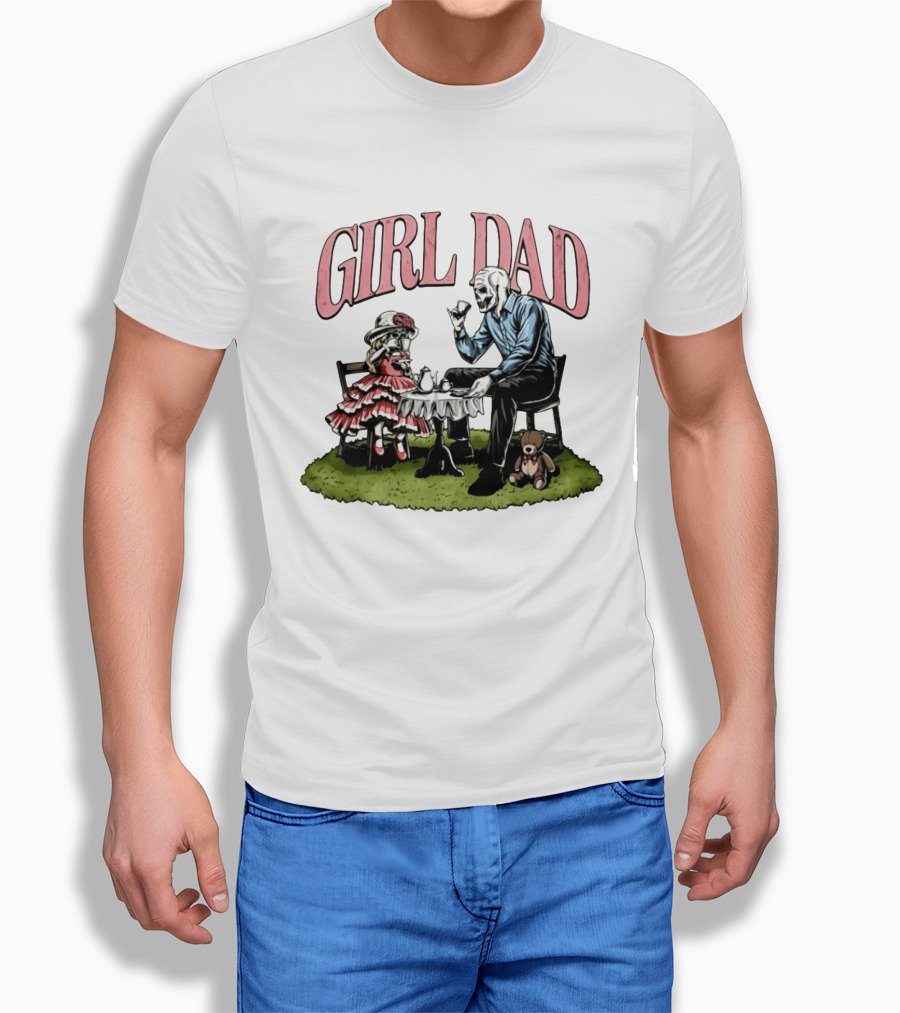 Girl Dad Skeleton Tea Party With Daughter T-Shirt