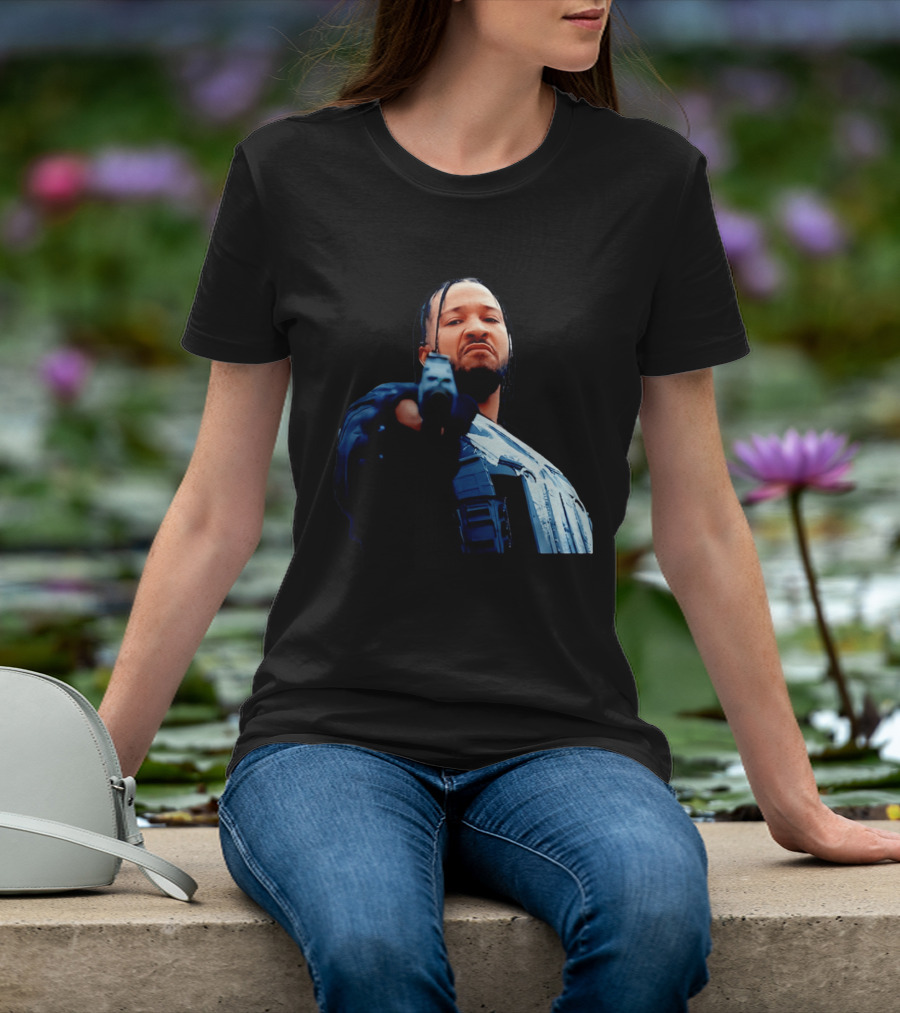 Jalen Brunson Gangster New York Knicks NBA Basketball Gun Image T-Shirt