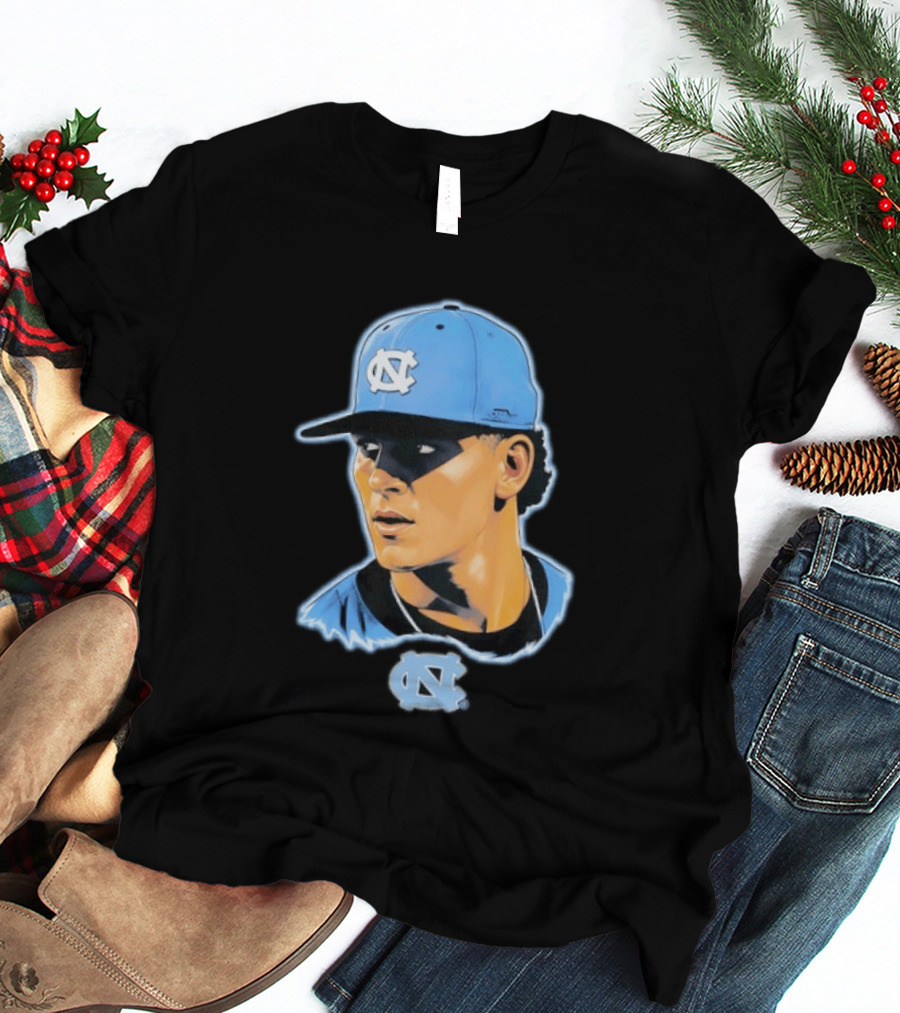 UNC Baseball Player Portrait North Carolina Cap Image T-Shirt