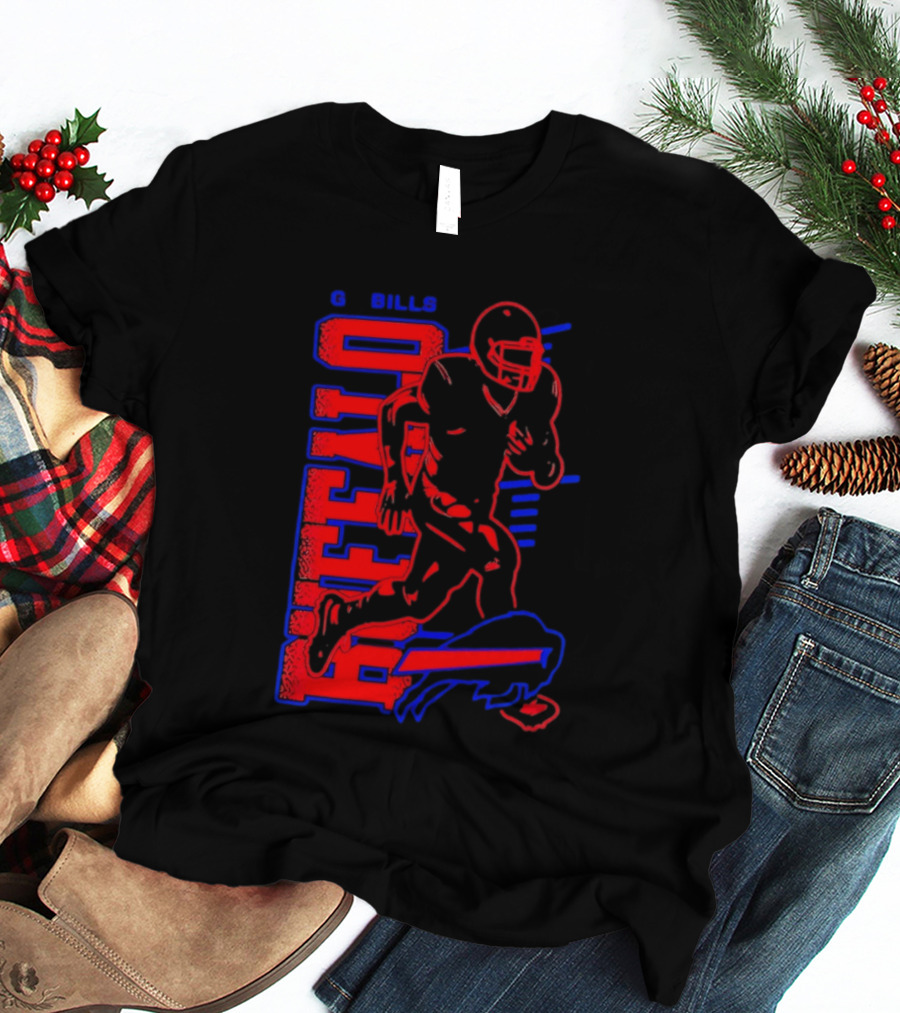 Buffalo Bills Go Bills Football Player Running Action T-Shirt