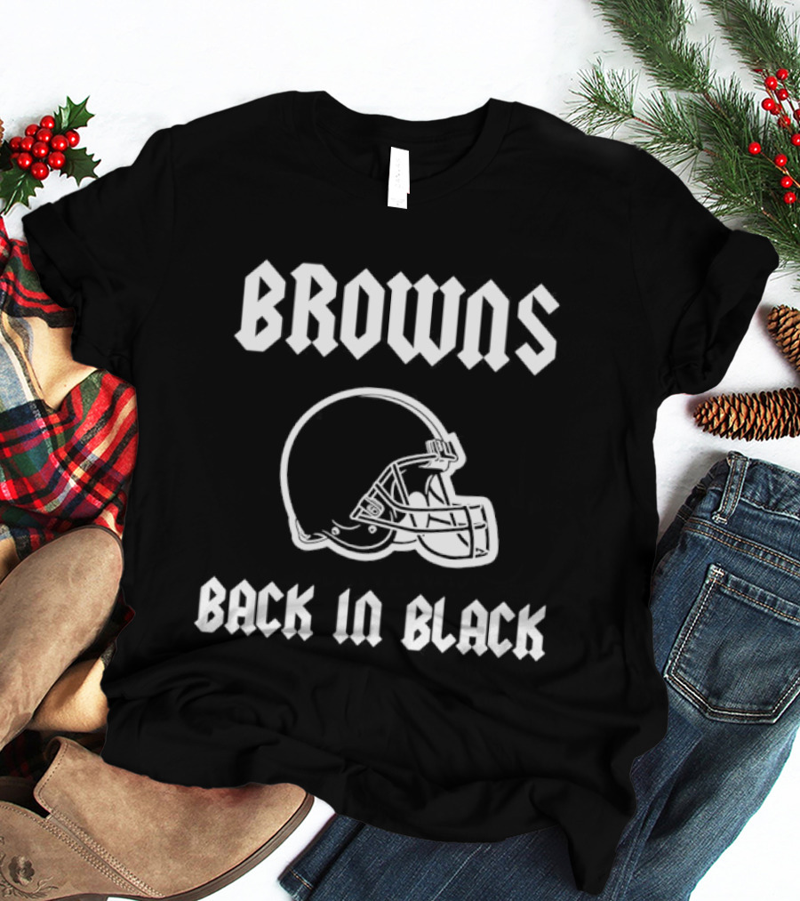 Browns Back In Black Helmet Cleveland Rugby T-Shirt