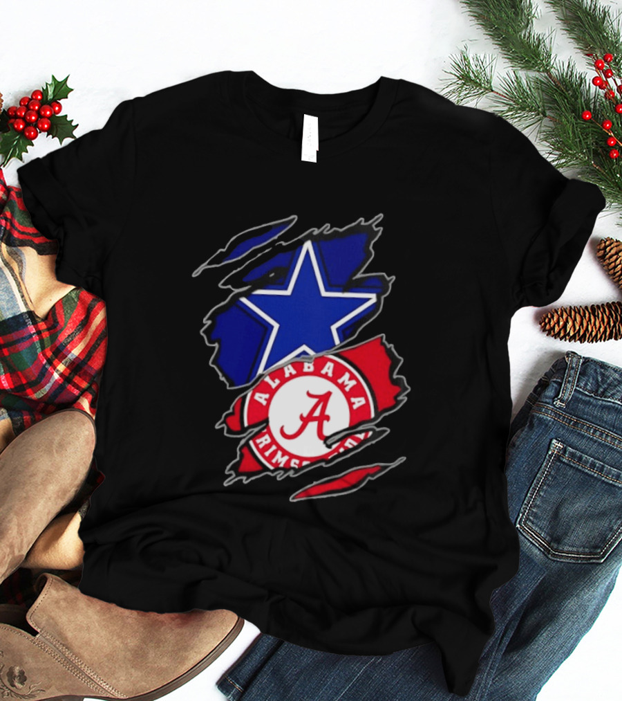 Dallas Cowboys Alabama Crimson Tide Two Teams One Heart Scratch T-Shirt