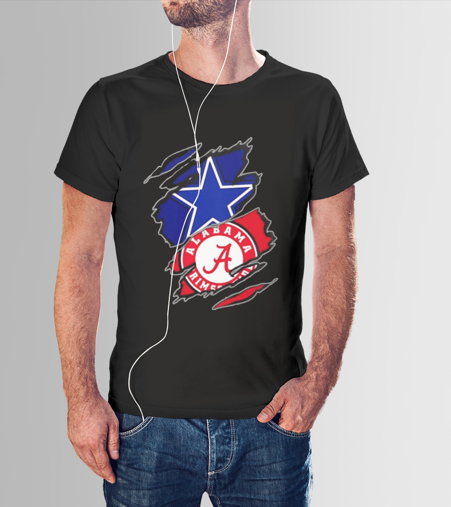 Dallas Cowboys Alabama Crimson Tide Two Teams One Heart Scratch T-Shirt
