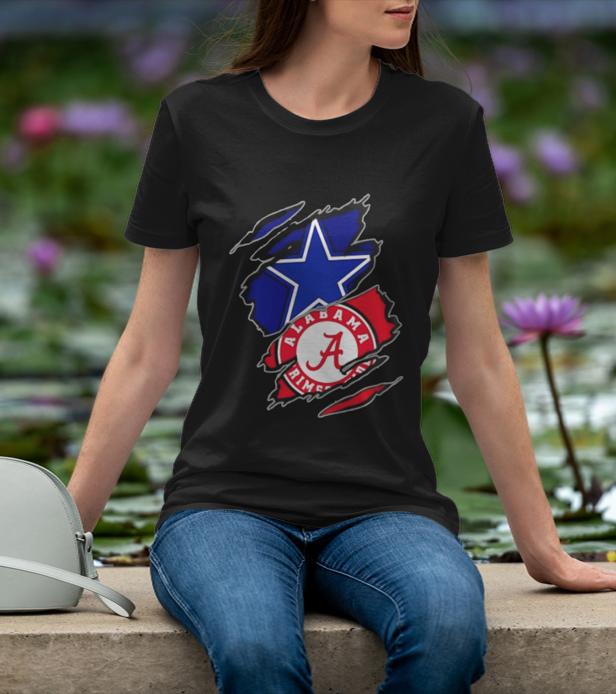 Dallas Cowboys Alabama Crimson Tide Two Teams One Heart Scratch T-Shirt