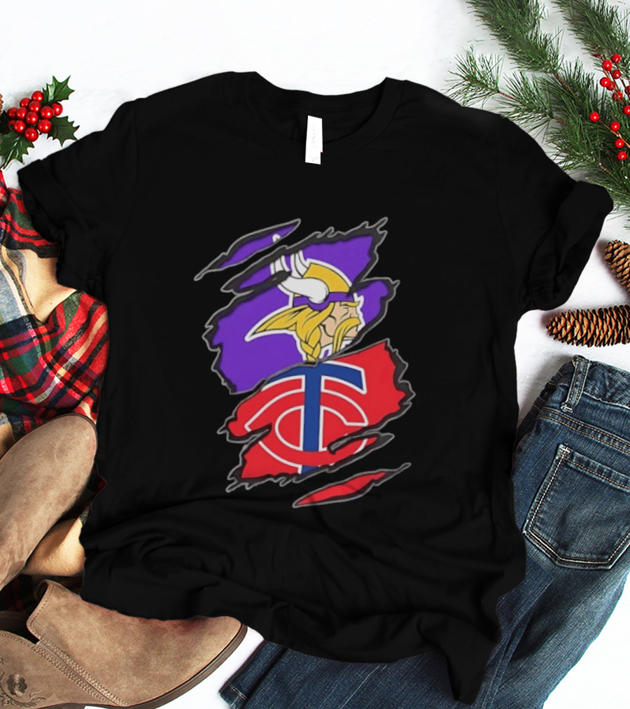 Minnesota Vikings Minnesota Twins Two Teams One Heart T-Shirt