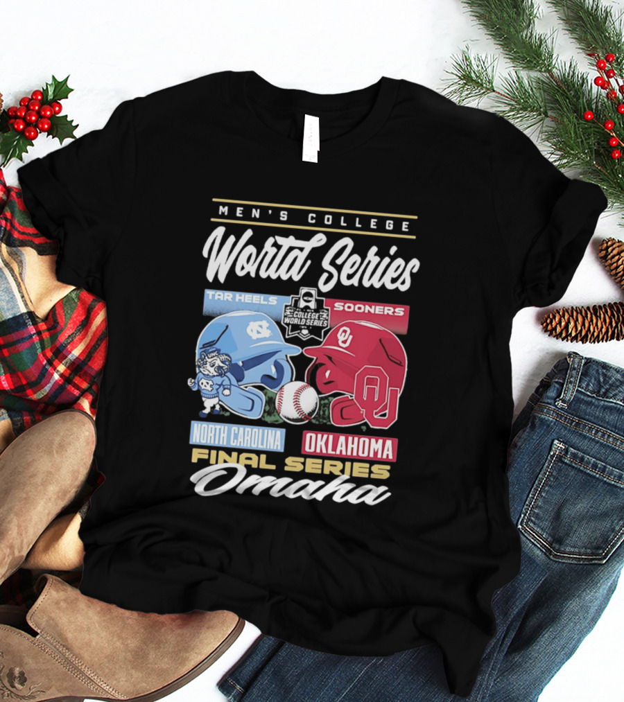 Men's College World Series Tar Heels Sooners North Carolina Oklahoma Final Series Omaha T-Shirt