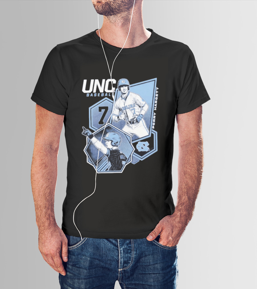 UNC Baseball Perry Hargett 7 North Carolina Collage T-Shirt