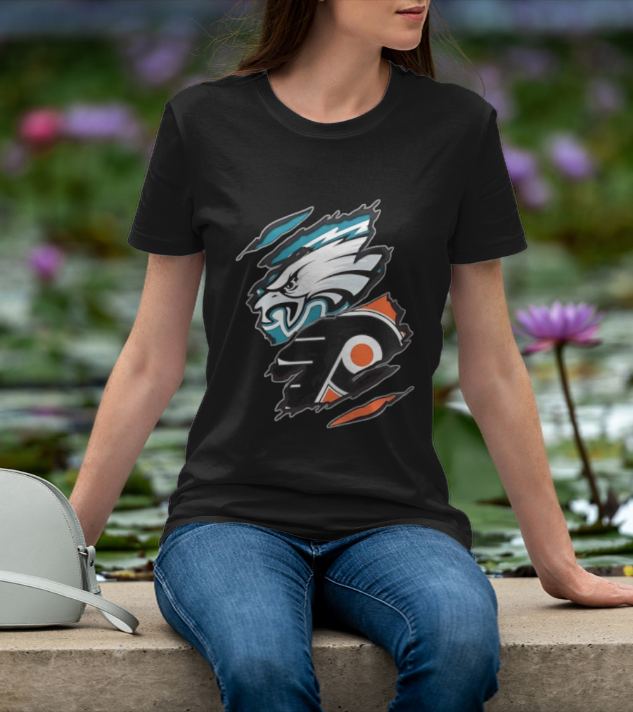 Philadelphia Eagles And Philadelphia Flyers Two Teams One Heart T-Shirt