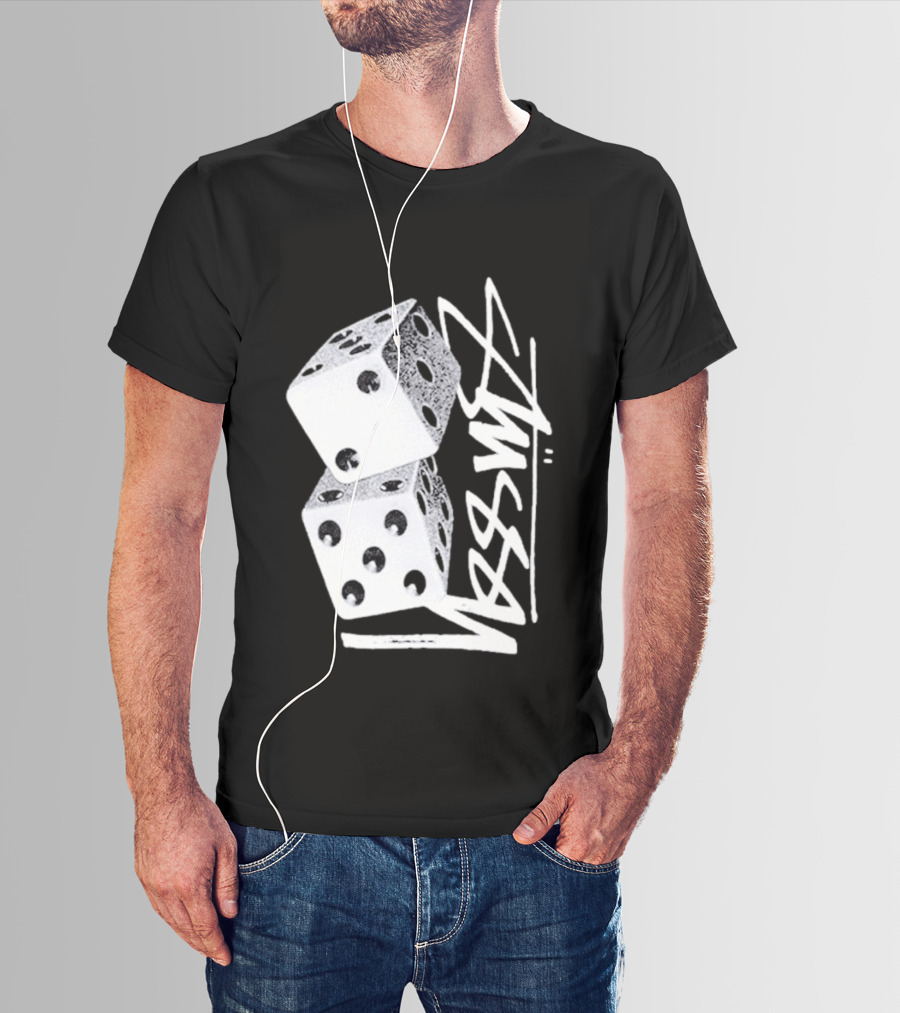 Pla Skateboarding Stussy Dice Stacked Six Side Metal T-Shirt