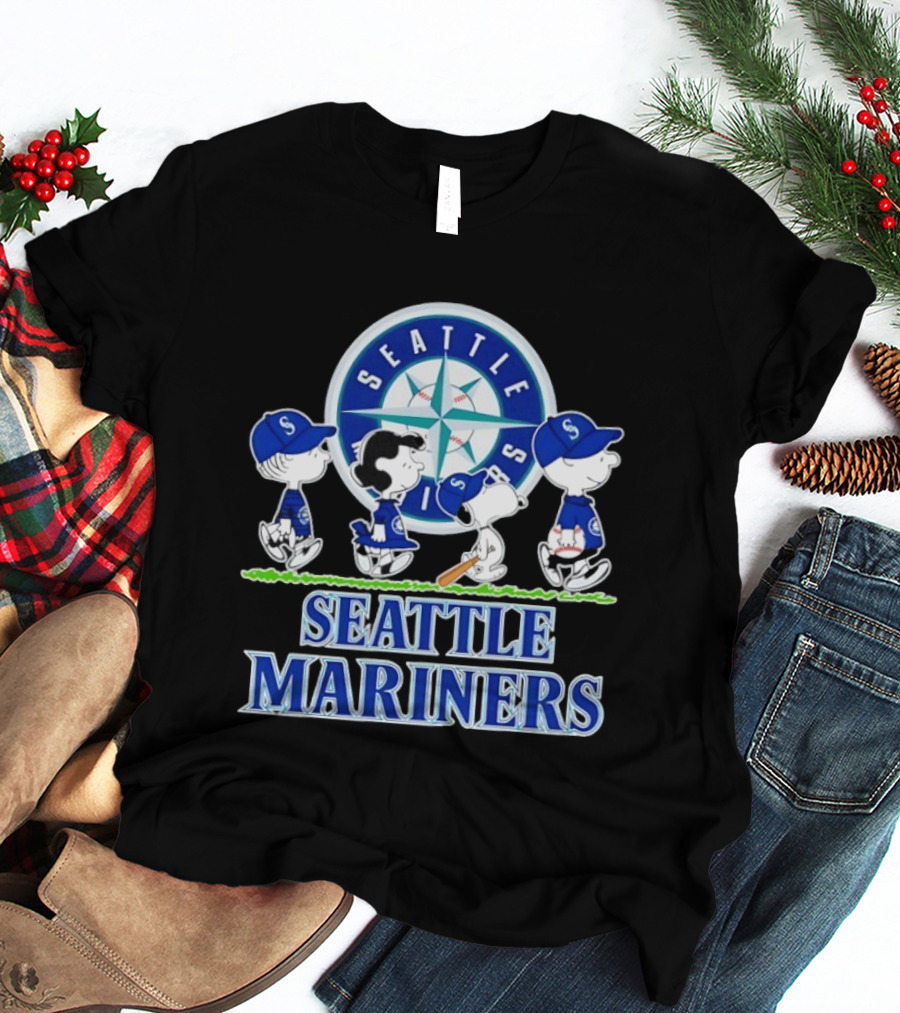 Seattle Mariners Snoopy Charlie Brown Lucy Linus Abbey Road Crossover 2026 T-Shirt