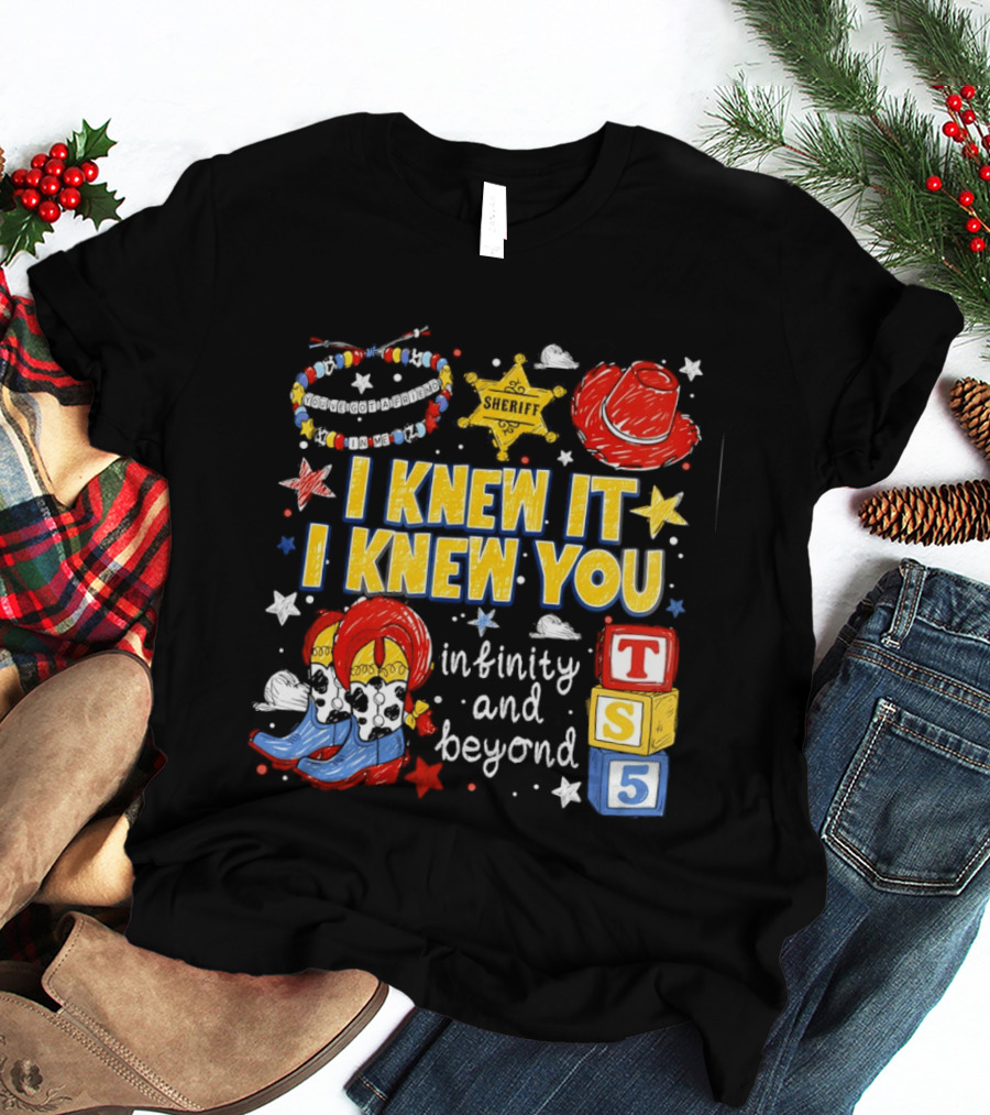Sheriff Toy Story Cowboy Boots Infinity Blocks Badge I Knew It I Knew You T-Shirt