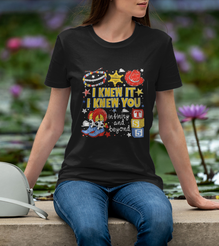 Sheriff Toy Story Cowboy Boots Infinity Blocks Badge I Knew It I Knew You T-Shirt