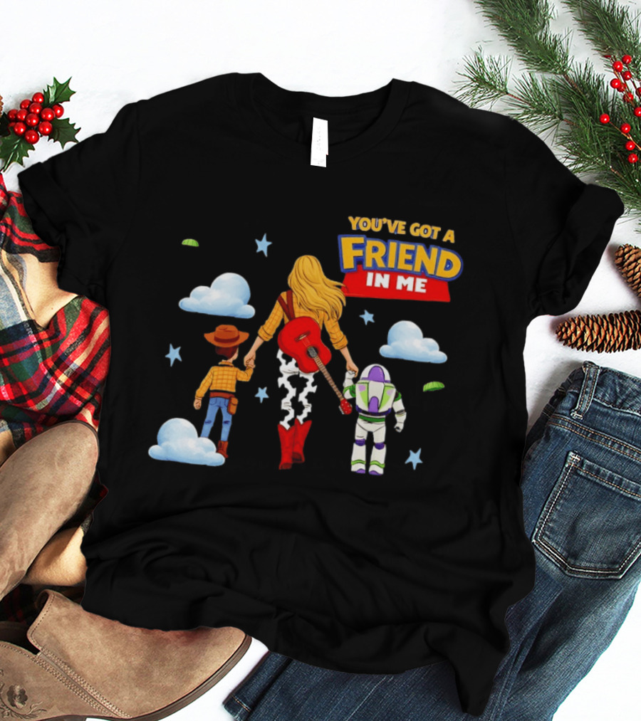 You've Got A Friend In Me Woody Buzz Lightyear Woman Walking With Clouds T-Shirt