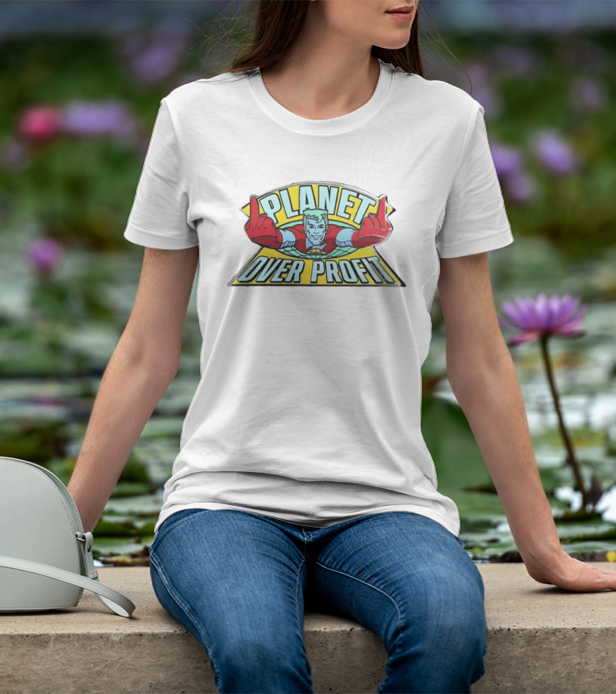 Captain Planet Enamel Pin Planet Over Profit Vintage Cartoon Hero Earth áticos T-Shirt