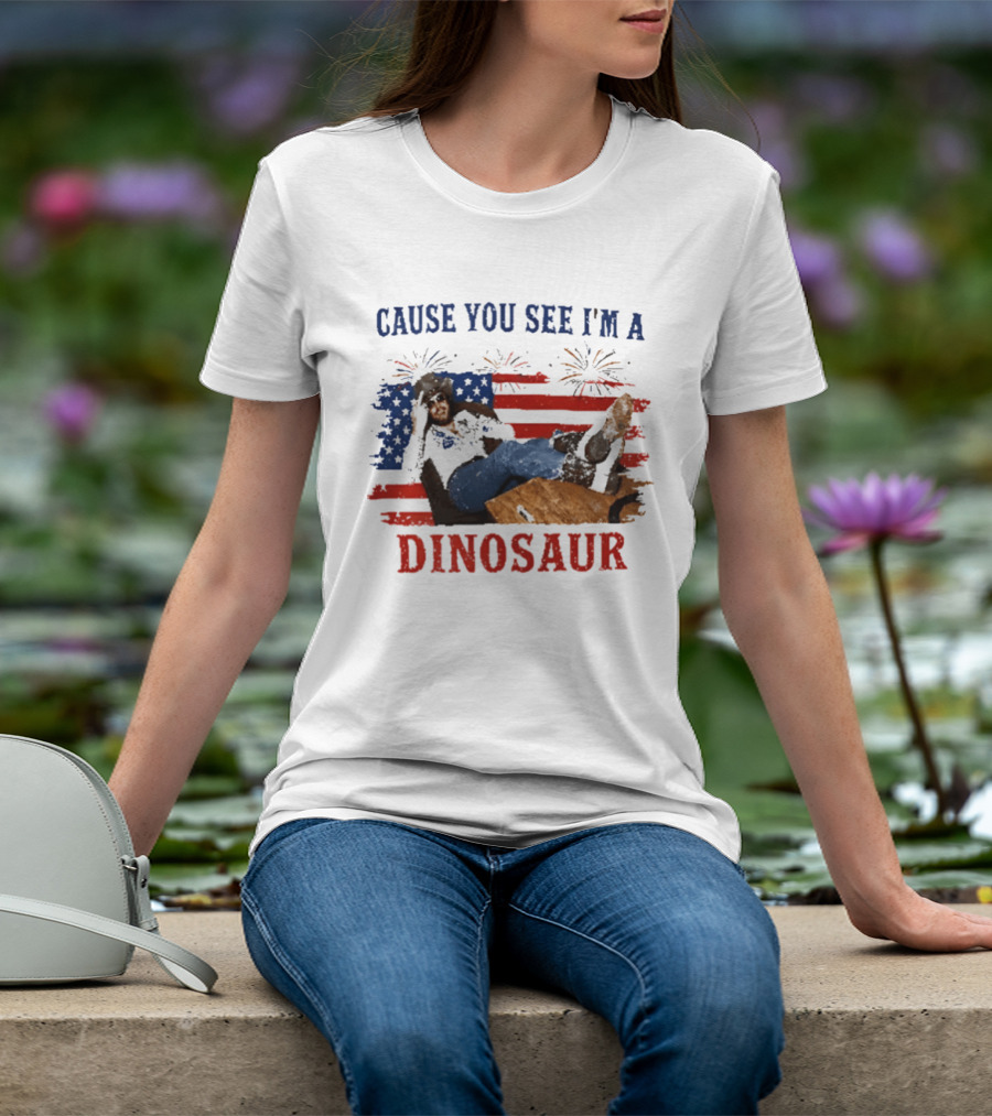 Cause You See I'm A Dinosaur Hank Williams Jr Country Music Western Patriotic 4th Of July Cowboy T-Shirt