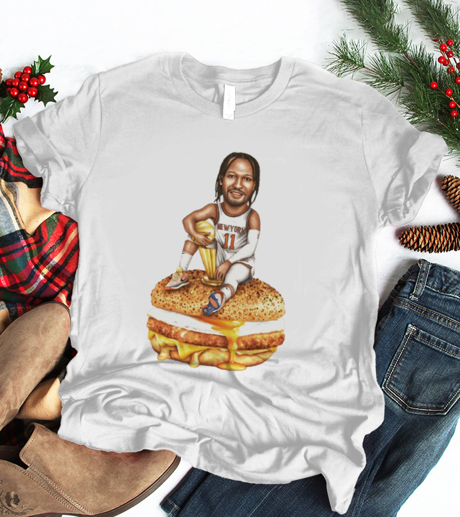 Jalen Brunson New York Knicks Basketball Trophy Egg And Cheese Sandwich T-Shirt