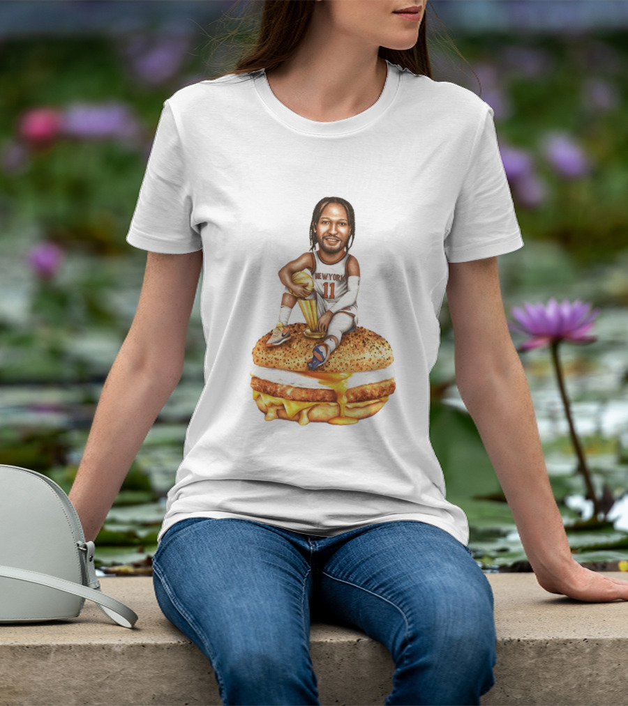 Jalen Brunson New York Knicks Basketball Trophy Egg And Cheese Sandwich T-Shirt