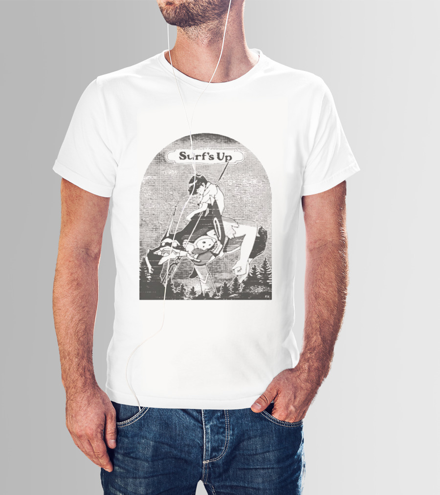 Surf's Up Anime Style Riding Adventure Black And White T-Shirt