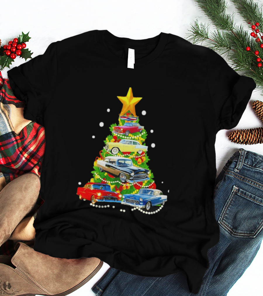 1955 Chevy Christmas Tree Holiday Vintage Car Enthusiasts T-Shirt