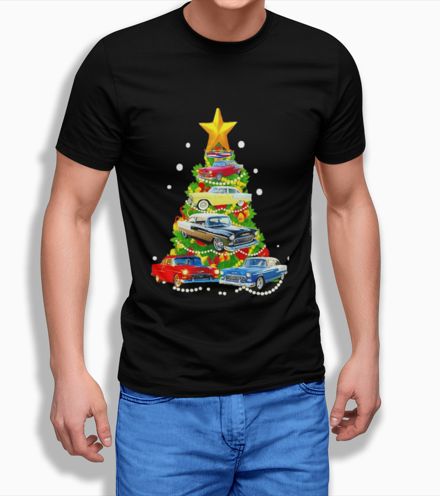 1955 Chevy Christmas Tree Holiday Vintage Car Enthusiasts T-Shirt