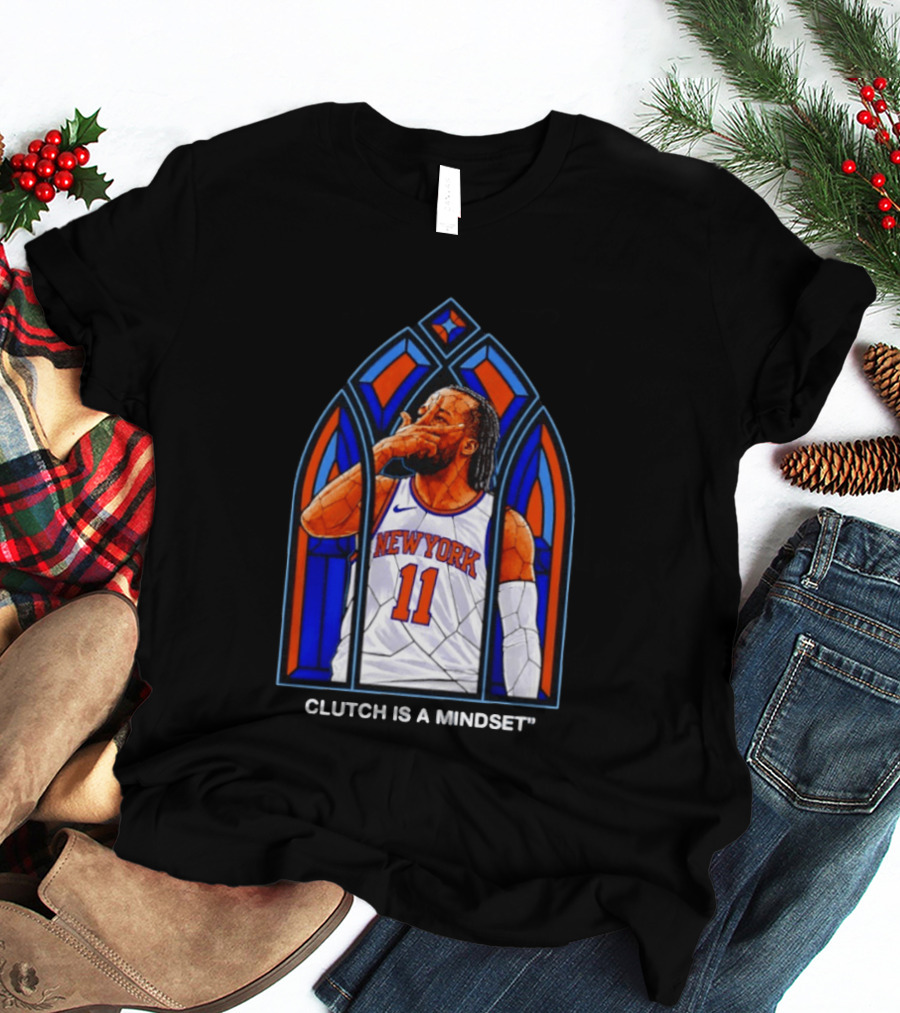 New York Knicks Jalen Brunson Number 11 Clutch Is A Mindset Stained Glass T-Shirt