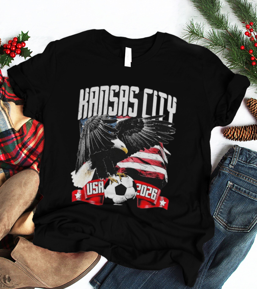 Kansas City USA 2026 Bald Eagle American Flag Soccer Ball T-Shirt