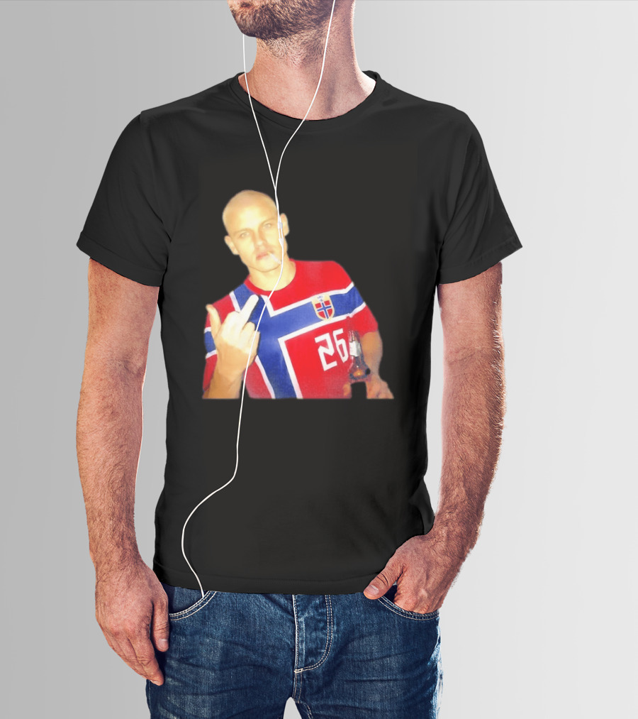 Erling Haaland Norway National Football Team 26 Middle Finger Gesture Jersey T-Shirt
