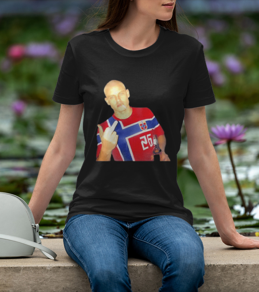 Erling Haaland Norway National Football Team 26 Middle Finger Gesture Jersey T-Shirt