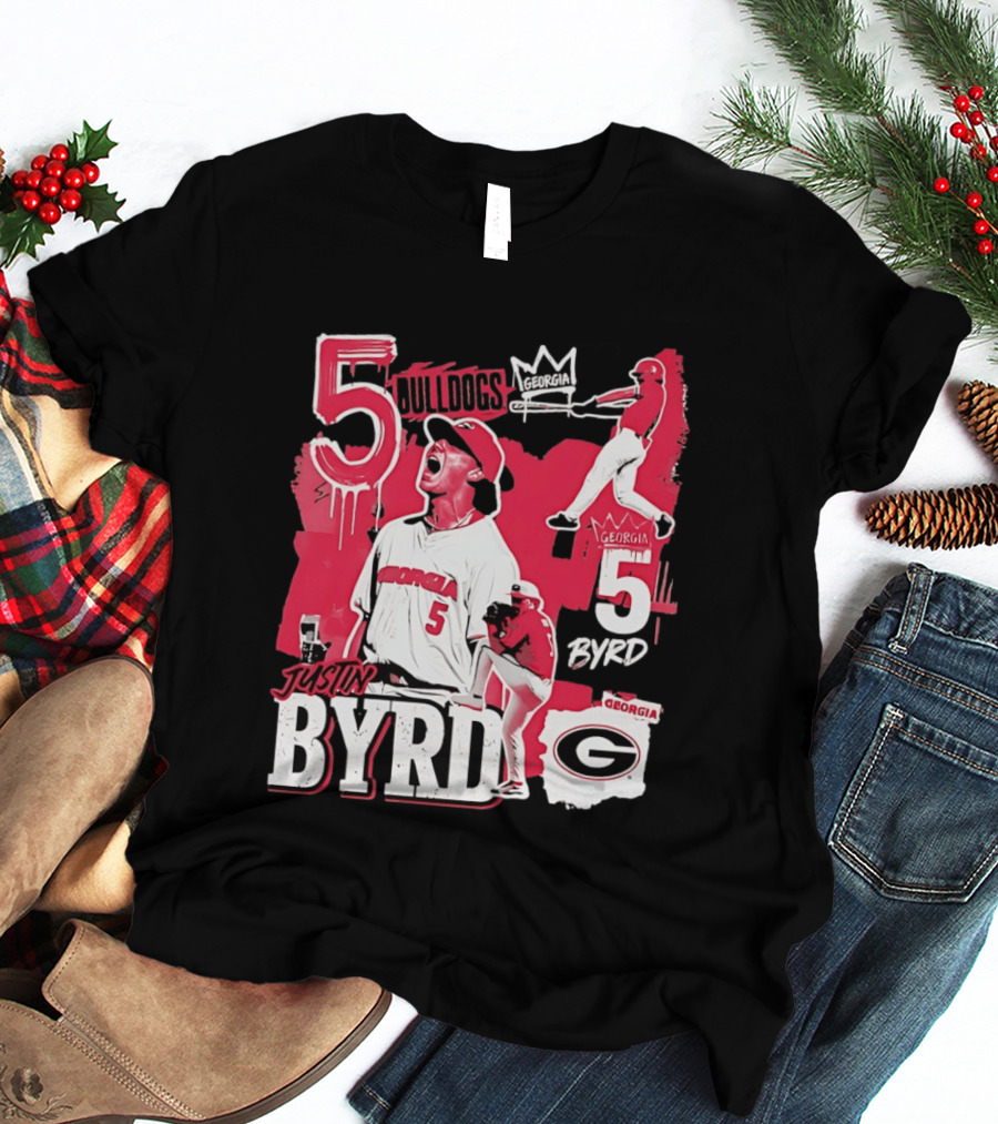 Georgia Bulldogs Justin Byrd 5 Baseball Champion Fan Gear T-Shirt