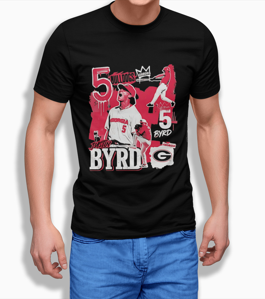 Georgia Bulldogs Justin Byrd 5 Baseball Champion Fan Gear T-Shirt