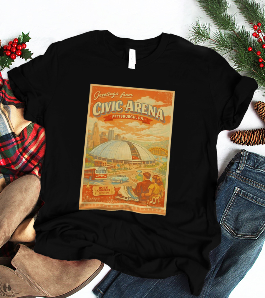 Greetings From Civic Arena Pittsburgh PA Rock Concert Admit One T-Shirt