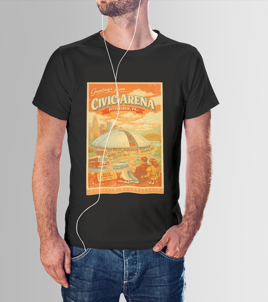 Greetings From Civic Arena Pittsburgh PA Rock Concert Admit One T-Shirt