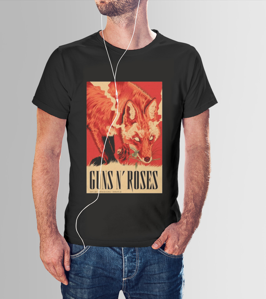 Guns N' Roses Fox With Rose Download Festival June 13 2026 Donington Park Castle Donington Leicestershire T-Shirt