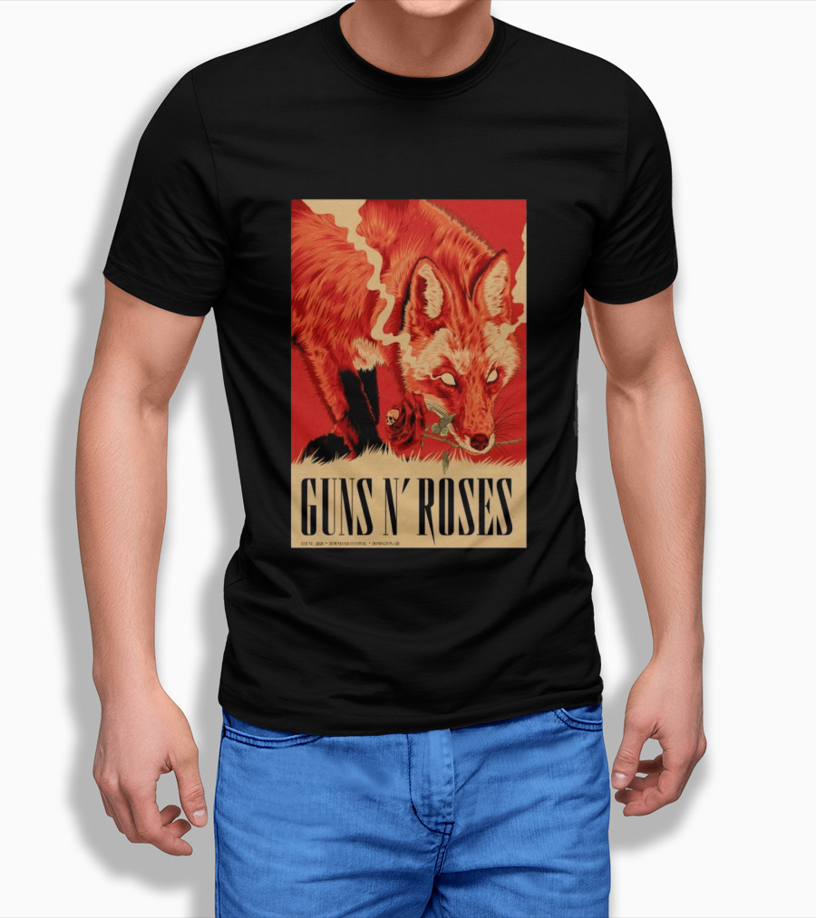 Guns N' Roses Fox With Rose Download Festival June 13 2026 Donington Park Castle Donington Leicestershire T-Shirt