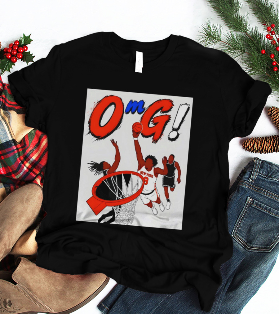 OMG OG Anunoby New York Knicks Dunking NBA 2026 Cartoon T-Shirt
