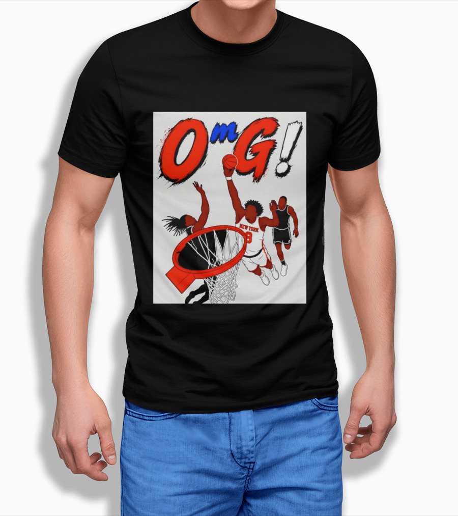 OMG OG Anunoby New York Knicks Dunking NBA 2026 Cartoon T-Shirt