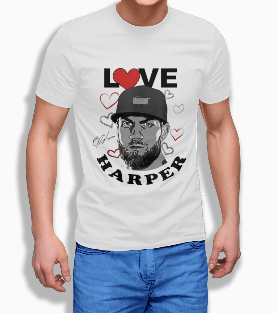 Love Bryce Harper Philadelphia Phillies Baseball Heart T-Shirt
