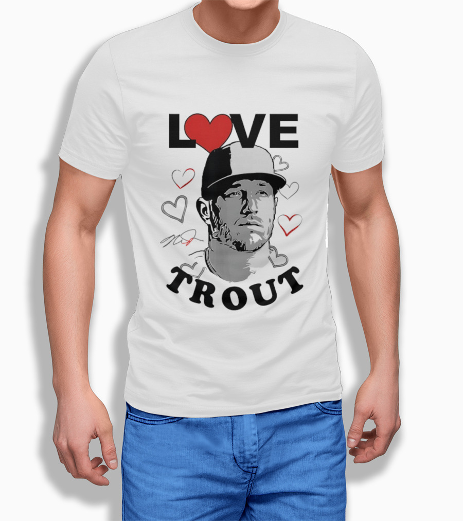 Love Mike Trout Los Angeles Angels Heart Baseball Player T-Shirt