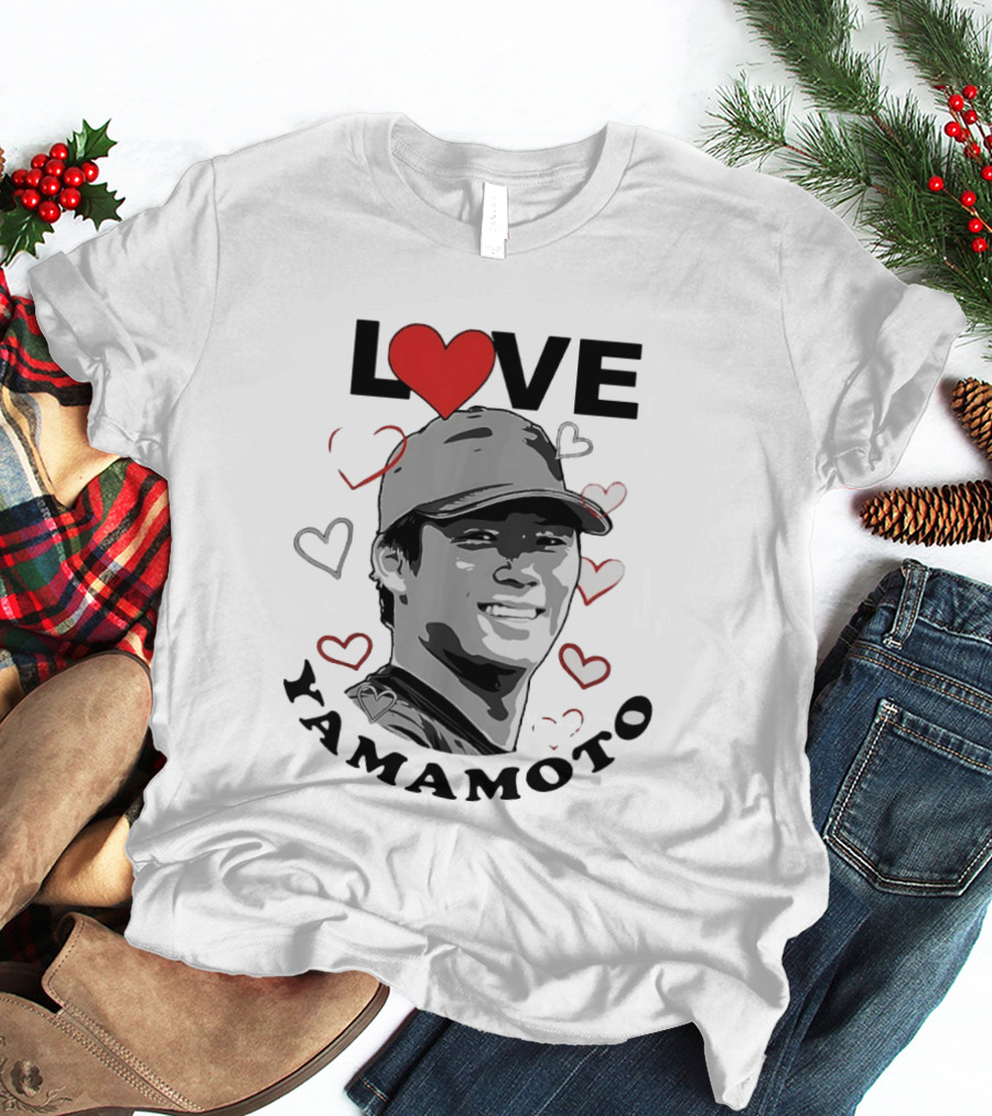 Love Yoshinobu Yamamoto Heart Baseball Fan T-Shirt