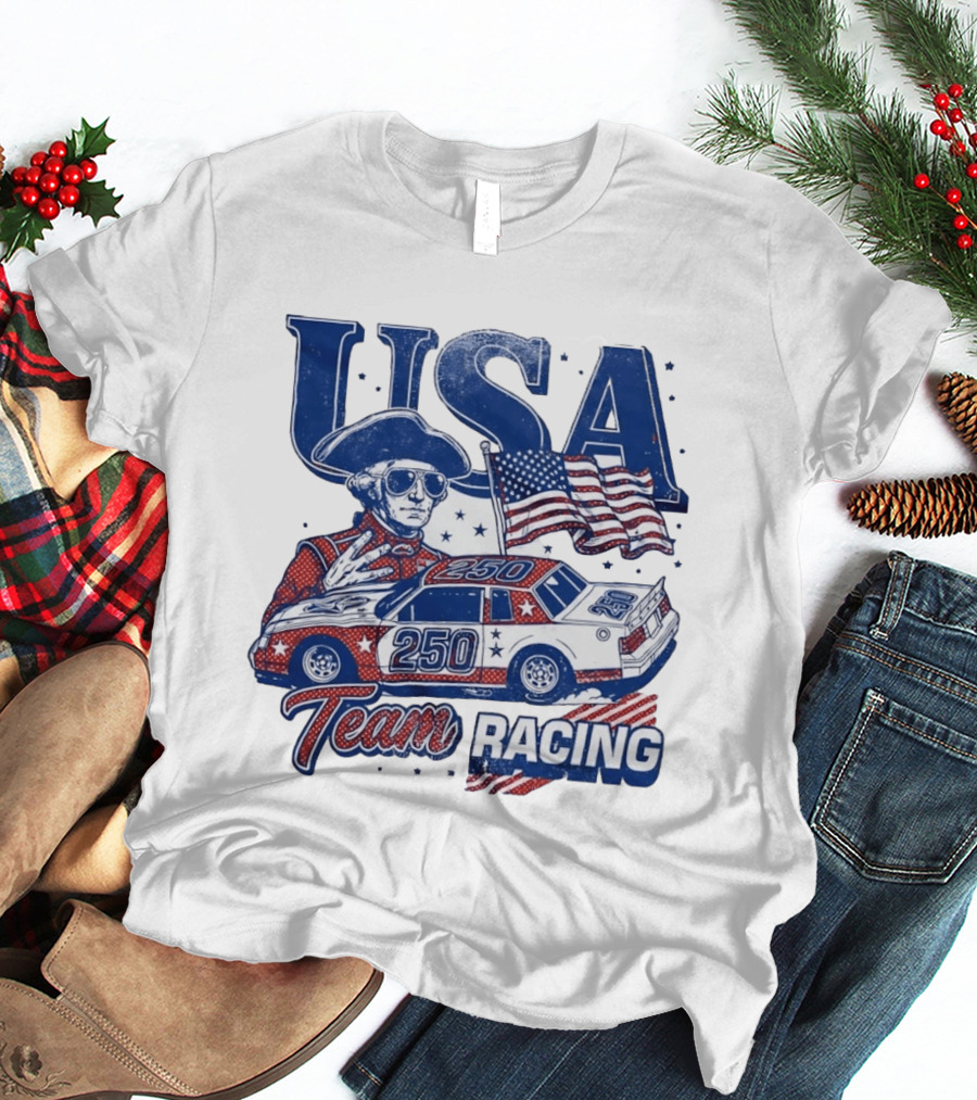 USA Team Racing 250 George Washington American Flag T-Shirt