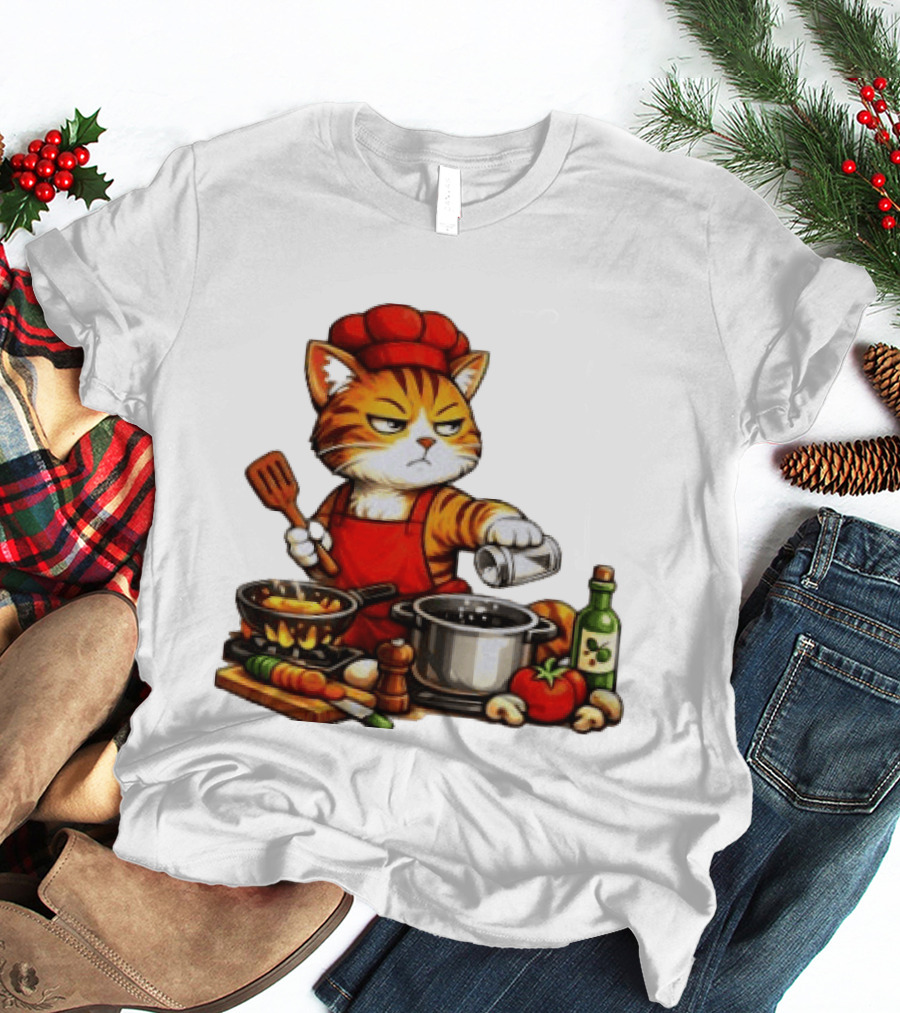 I Cook Better When You're Not Ing Cat Chef Cooking Scene T-Shirt