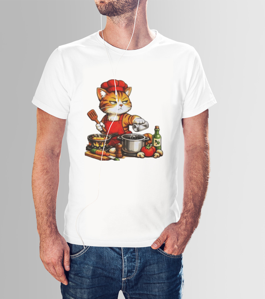 I Cook Better When You're Not Ing Cat Chef Cooking Scene T-Shirt