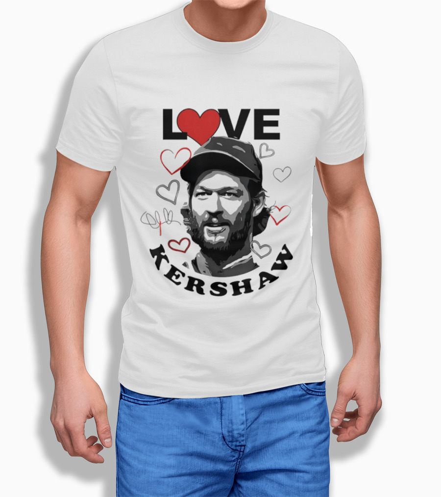 LOVE Kershaw Los Angeles Dodgers Baseball Heart T-Shirt