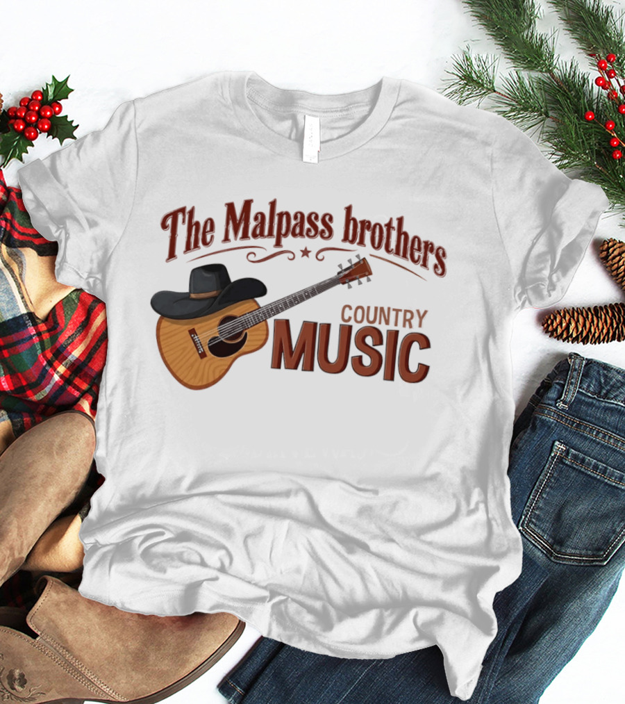 The Malpass Brothers Country Music Guitar And Cowboy Hat T-Shirt