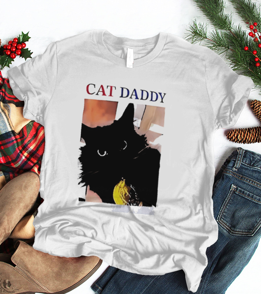 Cat Daddy Black Cat Image With Yellow Banana Accessory T-Shirt