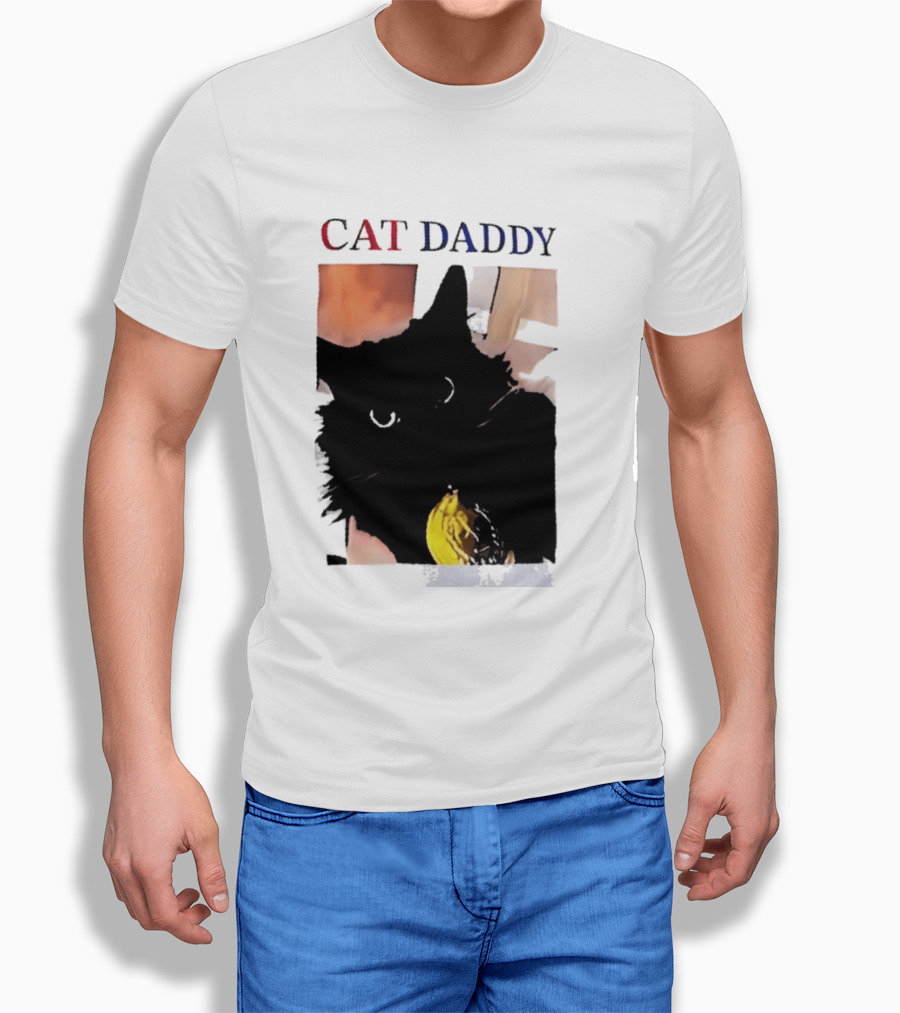 Cat Daddy Black Cat Image With Yellow Banana Accessory T-Shirt